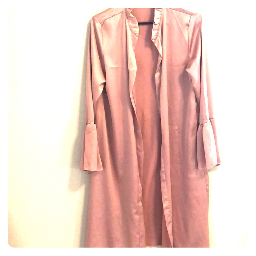 Boohoo silk pink kimono robe